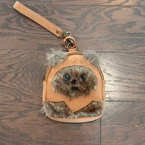 Disney Parks Loungefly Starwars EWOK Brown Faux Suede Wristlet Belt Bag